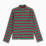 Multicolor Stripes turtle neck T-shirt - Bobo Choses