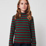 Multicolor Stripes turtle neck T-shirt - Bobo Choses