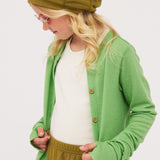 Alma, Classic Cardigan, merino wool, pistachio green - Petit by Basics