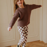 Checkered Knitted Leggings mauve - Yuki