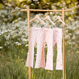 Flared Pants Peach Blush Mini Floral - House of Jamie