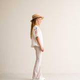 Flared Pants Peach Blush Mini Floral - House of Jamie