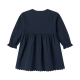 Dagmara Scallop Dress Dark Blue Stripes - MarMar Copenhagen