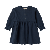Dagmara Scallop Dress Dark Blue Stripes - MarMar Copenhagen