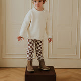 Checkered Knitted Leggings mauve - Yuki