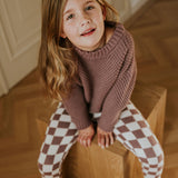 Checkered Knitted Leggings mauve - Yuki