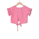 Blouse with crossed back in Linen Rapture Rose