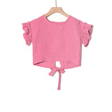 Blouse with crossed back in Linen Rapture Rose