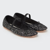 Artisanal ballet flats Arabesque black glitter - Cozmo
