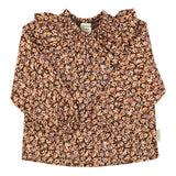 Blouse light pink & brown flowers - piupiuchick