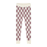 Checkered Knitted Leggings mauve - Yuki