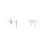 Mini Dotted Bow Stud, Earring, Silver - Bibi Camille