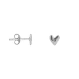 Mini Heart Stud, Earring, Silver Plain - Bibi Camille