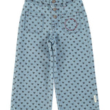Flare trousers washed blue denim with black hearts - piupiuchick