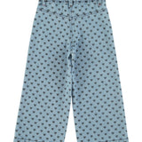 Flare trousers washed blue denim with black hearts - piupiuchick