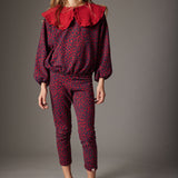 Sweatshirt Genoa red velvet animal print fleece - Cozmo