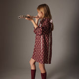 Dress Genova Burgundy bloom textured cotton - Cozmo
