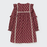Dress Genova Burgundy bloom textured cotton - Cozmo