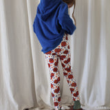 Legging Nour, Ribbed Jersey, big flowers red - We are Kids