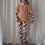 Legging Nour, Ribbed Jersey, big flowers red - We are Kids