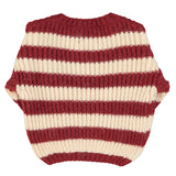 Knitted sweater bordeaux & light pink stripes - piupiuchick