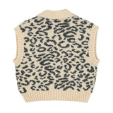 Knitted waistcoat light pink with black animal print - piupiuchick