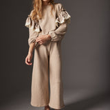 Wide Pants Elena Artic Blue soft brushed knit - Cozmo