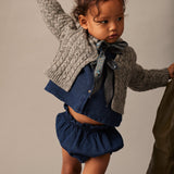 Cardigan Martinique Grey Tweed Tricot Bows- Cozmo