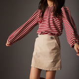 T-shirt Pampa Burgundy striped elastic fleece - Cozmo