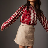 T-shirt Pampa Burgundy striped elastic fleece - Cozmo