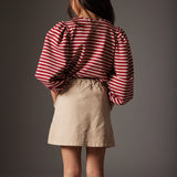 T-shirt Pampa Burgundy striped elastic fleece - Cozmo