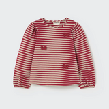 T-shirt Pampa Burgundy striped elastic fleece - Cozmo