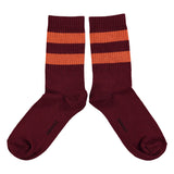 Socks bordeaux with orange stripes - piupiuchick