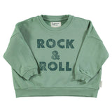 Sweatshirt green with rock & roll print - piupiuchick