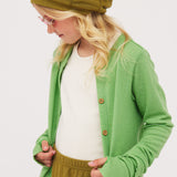 Alma, Classic Cardigan, merino wool, pistachio green - Petit by Basics