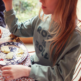 Sweatshirt green with rock & roll print - piupiuchick