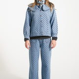 Flare trousers washed blue denim with black hearts - piupiuchick