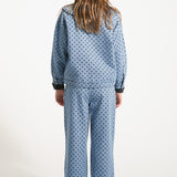 Flare trousers washed blue denim with black hearts - piupiuchick