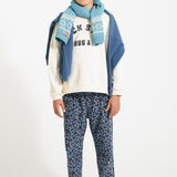 Unisex trousers blue with animal print - piupiuchick