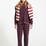 Terry Sweatshirt aubergine with animal print - piupiuchick