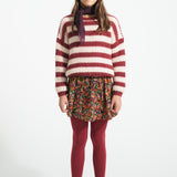 Knitted sweater bordeaux & light pink stripes - piupiuchick