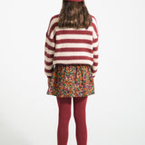 Knitted sweater bordeaux & light pink stripes - piupiuchick