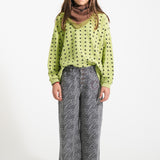 Flare trousers grey with zebra print - piupiuchick