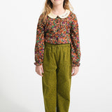 Unisex trousers khaki with black flowers - piupiuchick